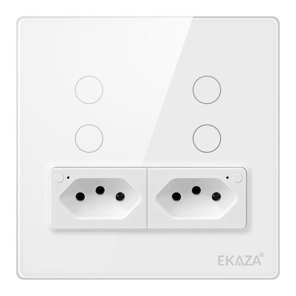Interruptor Inteligente com 2 Tomadas 4x4 WiFi