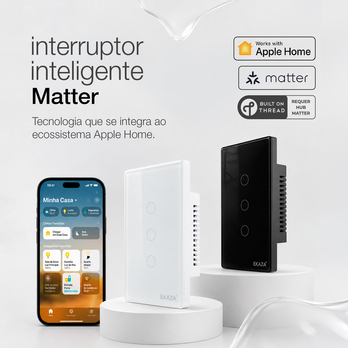 Interruptor Inteligente Touch Série Matter Wifi 4x2