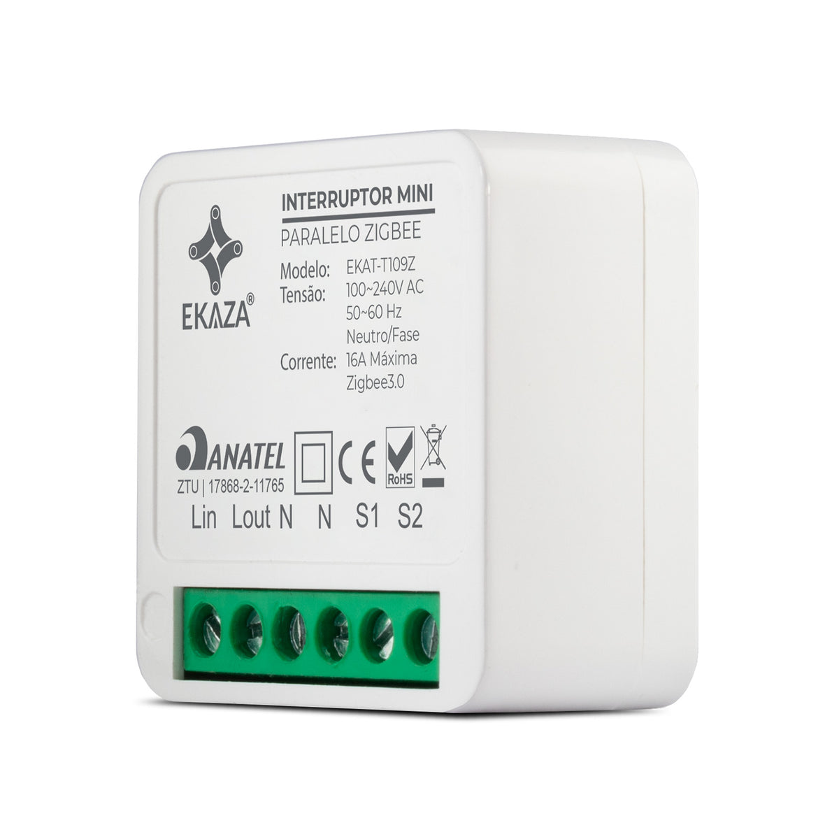 Interruptor Mini Módulo Relé Inteligente ONOFF Paralelo Zigbee 16A