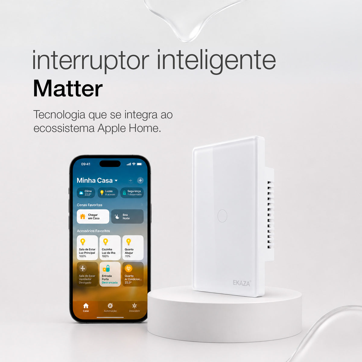 Interruptor Inteligente Touch Série Matter Wifi 4x2