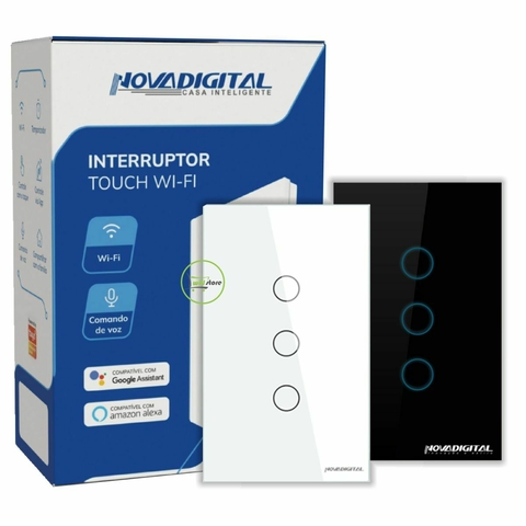 Interruptor de parede Wi-Fi 3 teclas Tecla branca
