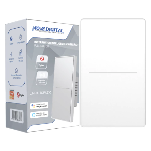 Interruptor de parede Zigbee 2 teclas Vidro premium