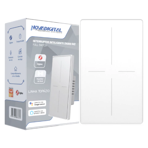Interruptor de parede Zigbee 4 teclas Vidro premium