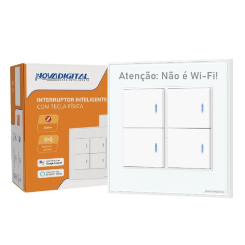 Interruptor de parede Zigbee 4 teclas Tecla branca